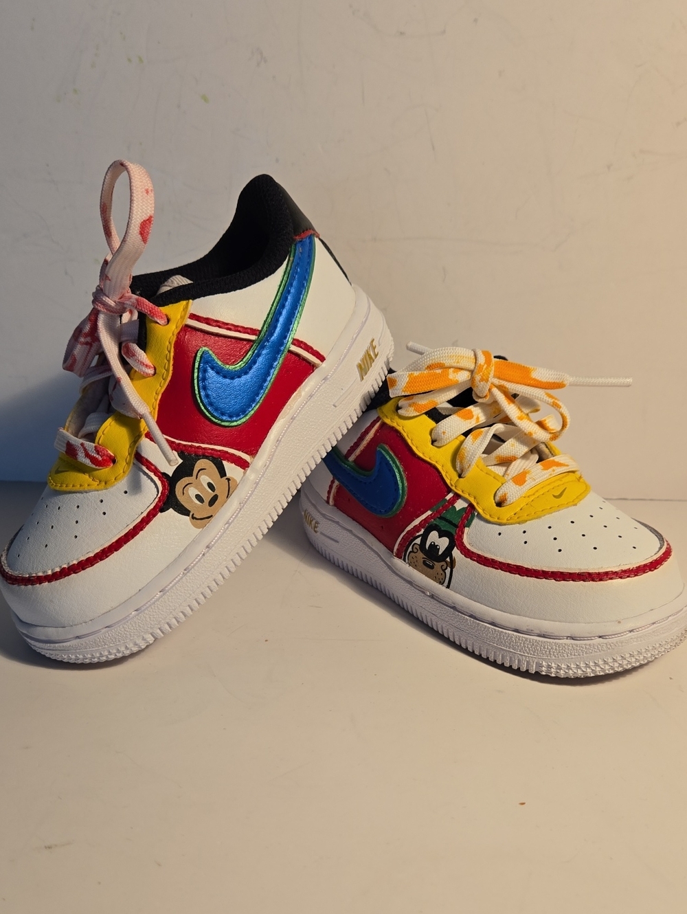 Nike AirforceOne Kids Sizs 7C White Sneakers with Disney Characters